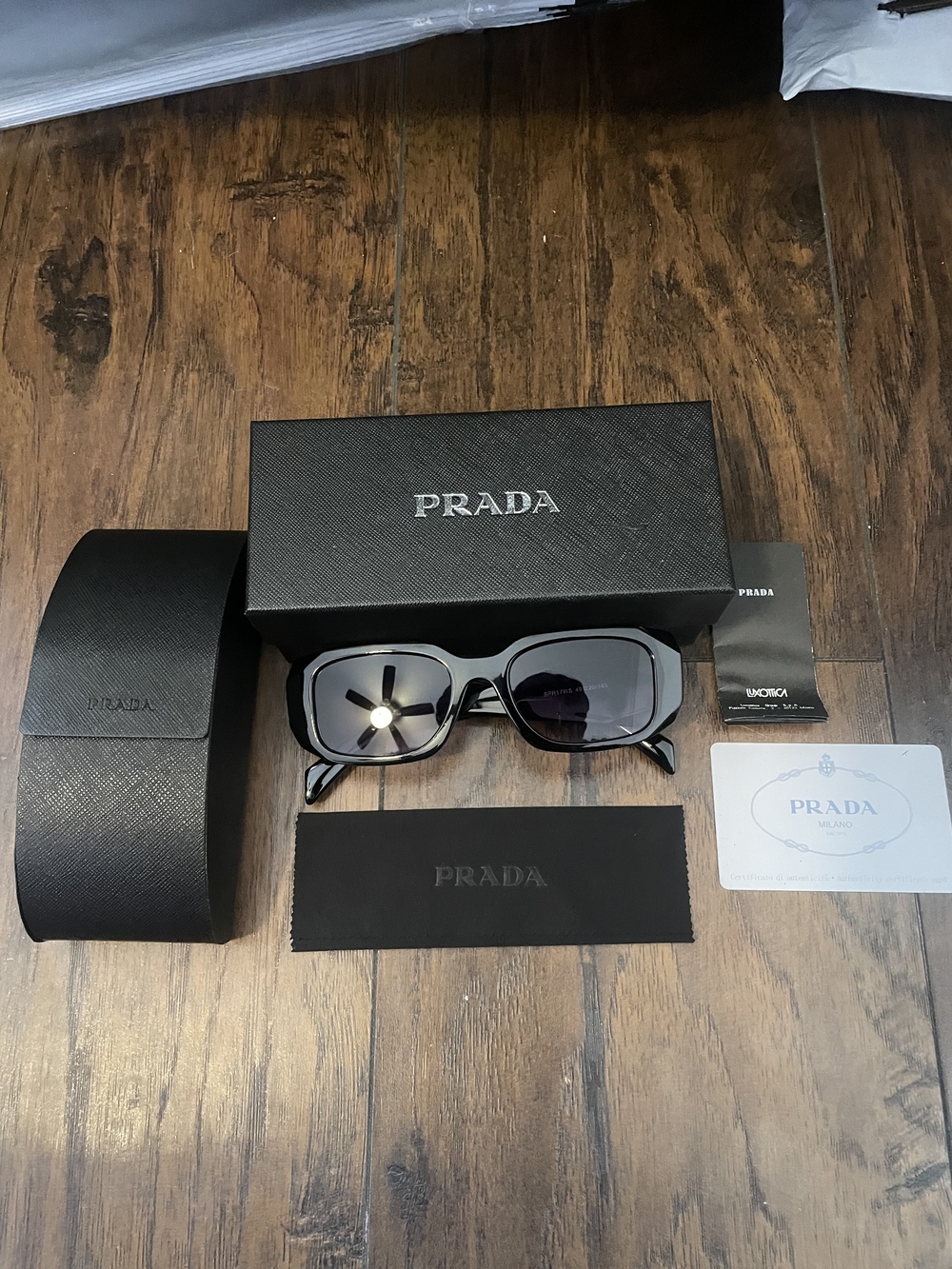 Prada Purple Tint Sunglasses with Accessories Unisex